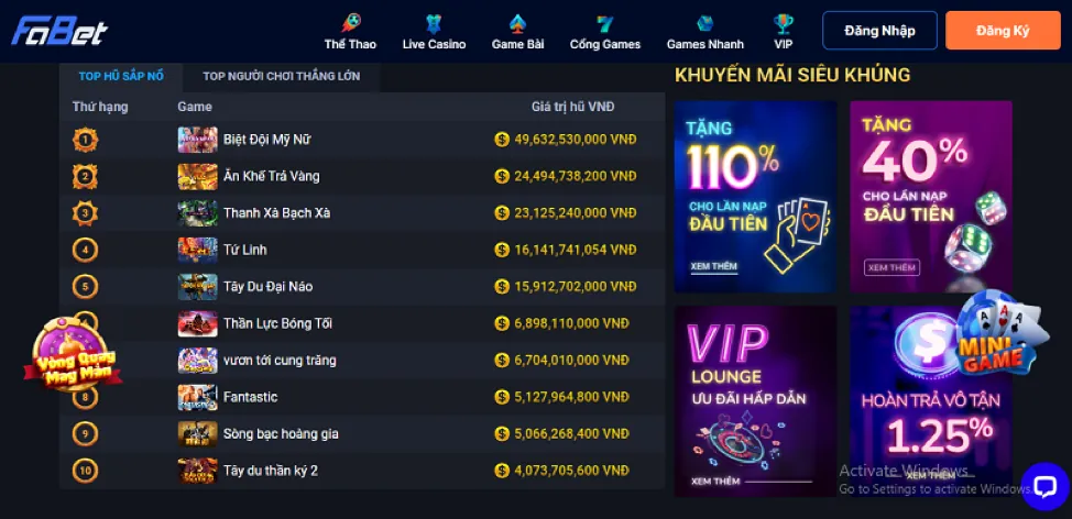 Trang chủ Usbet với nút đăng ký được làm nổi bật